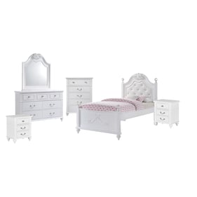 Picket House Annie White Faux Leather 6pc Bedroom Set with Twin Platform Be...