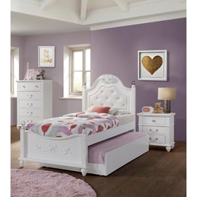 Picket House Annie White Faux Leather 3pc Bedroom Set with Twin Trundle Bed