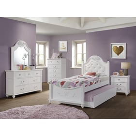 Picket House Annie White Faux Leather 5pc Bedroom Set with Twin Trundle Bed