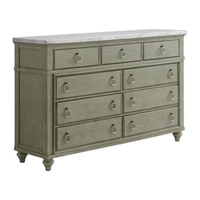 Picket House Bessie Grey White Marble 9 Drawer Dresser