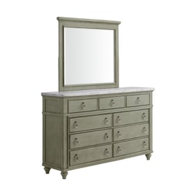 Picket House Bessie Grey White Marble Dresser and Mirror