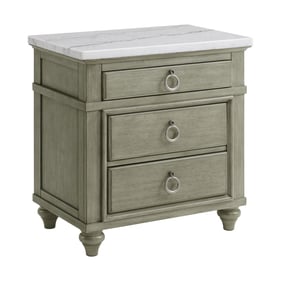 Picket House Bessie Grey White Marble 3 Drawer Nightstand with USB