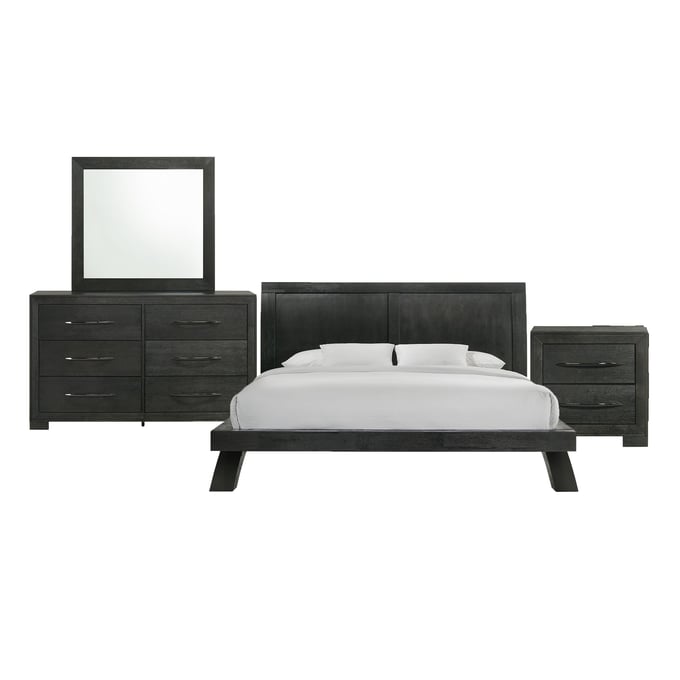 Picket House Kenn Black 4pc Bedroom Set with King Platform Bed PKT-B-3410-8-K-BR-S2