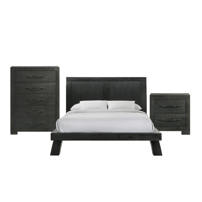 Picket House Kenn Black 3pc Bedroom Set with Queen Platform Bed PKT-B-3410-8-QB-3PC