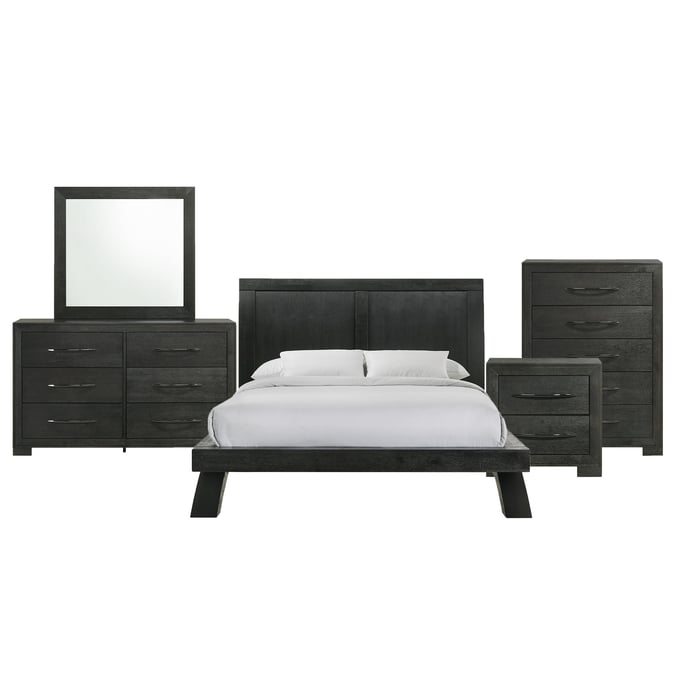 Picket House Kenn Black 5pc Bedroom Set with Queen Platform Bed PKT-B-3410-8-QB-5PC