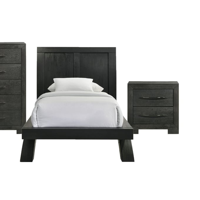 Picket House Kenn Black 2pc Kids Bedroom Set with Twin Platform Bed PKT-B-3410-8-T-KBR-S1