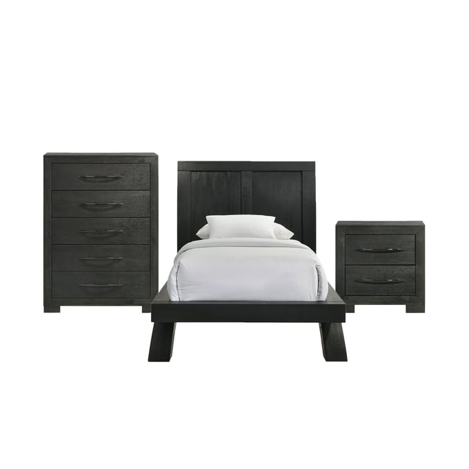 Picket House Kenn Black 3pc Kids Bedroom Set with Twin Platform Bed PKT-B-3410-8-TB-3PC