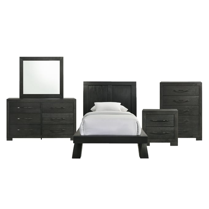 Picket House Kenn Black 5pc Kids Bedroom Set with Twin Platform Bed PKT-B-3410-8-TB-5PC