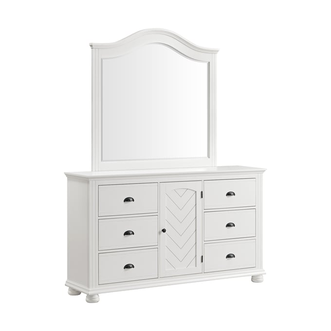 Picket House Conaughey White Dresser and Mirror PKT-B-9340-7-DRMR