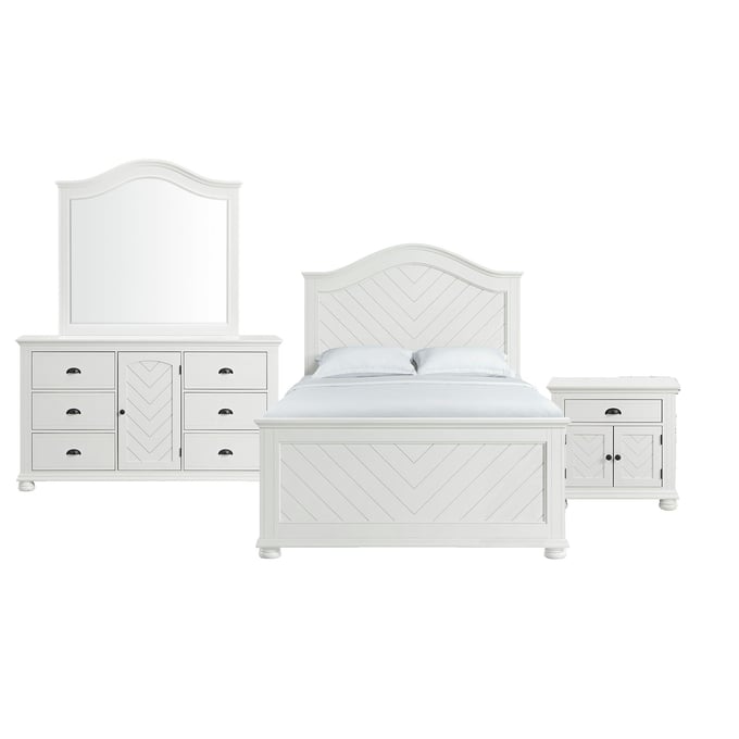 Picket House Conaughey White 4pc Kids Bedroom Set with Full Panel Bed PKT-B-9340-7-F-KBR-S2