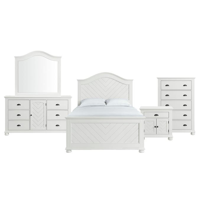 Picket House Conaughey White 5pc Kids Bedroom Set with Full Panel Bed PKT-B-9340-7-FB-5PC