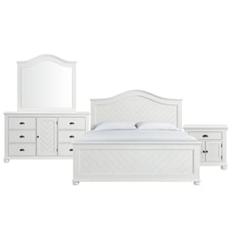 Picket House Conaughey White 4pc Bedroom Set with King Panel Bed