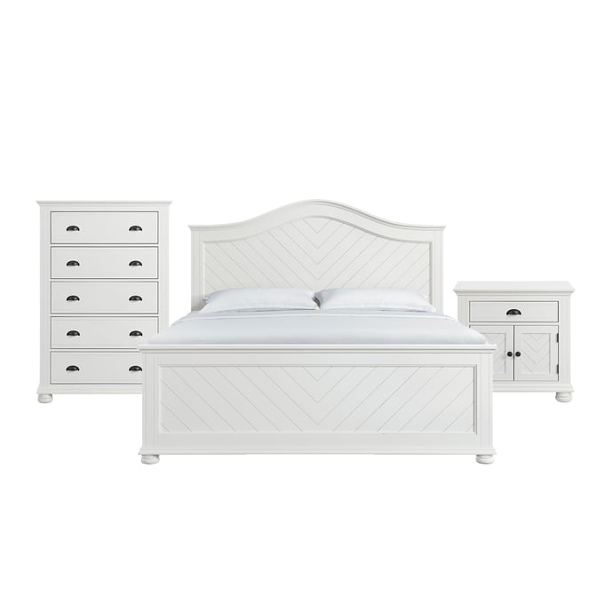 Picket House Conaughey White 3pc Bedroom Set with King Panel Bed PKT-B-9340-7-KB-3PC