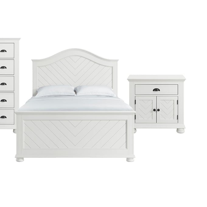 Picket House Conaughey White 2pc Bedroom Set with Queen Panel Bed PKT-B-9340-7-Q-BR-S1