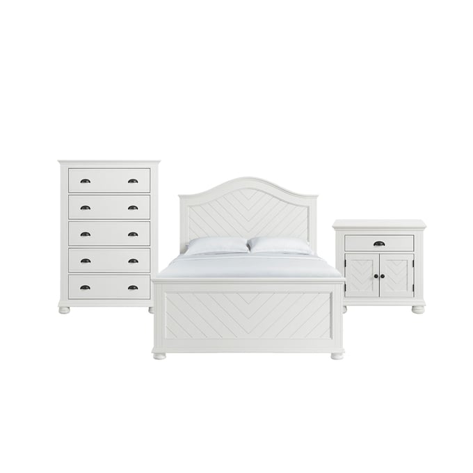 Picket House Conaughey White 3pc Bedroom Set with Queen Panel Bed PKT-B-9340-7-QB-3PC