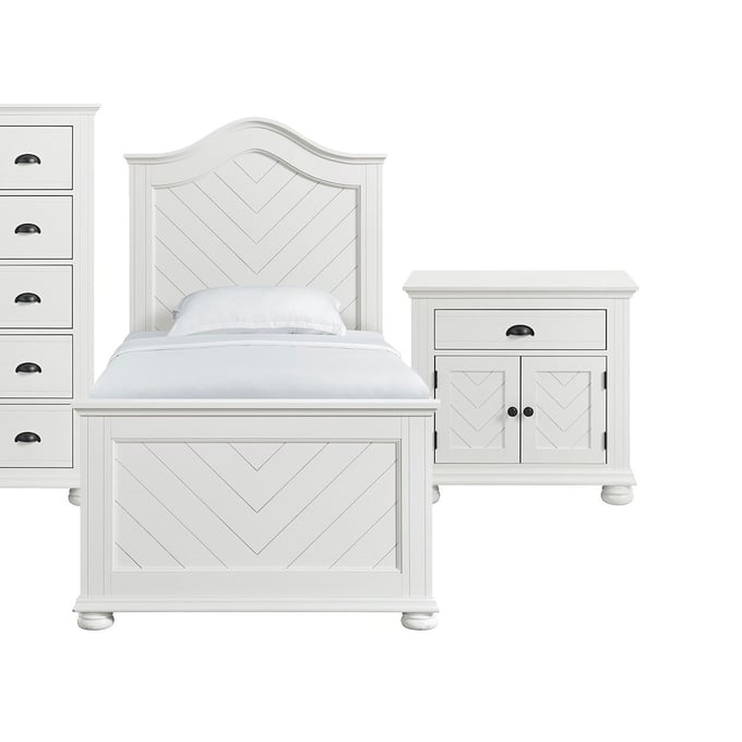 Picket House Conaughey White 2pc Kids Bedroom Set with Twin Panel Bed PKT-B-9340-7-T-KBR-S1