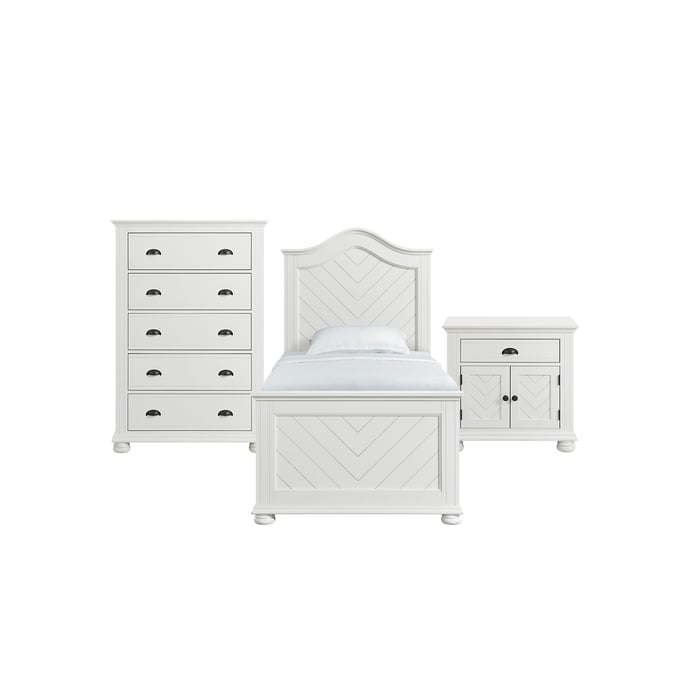 Picket House Conaughey White 3pc Kids Bedroom Set with Twin Panel Bed PKT-B-9340-7-TB-3PC