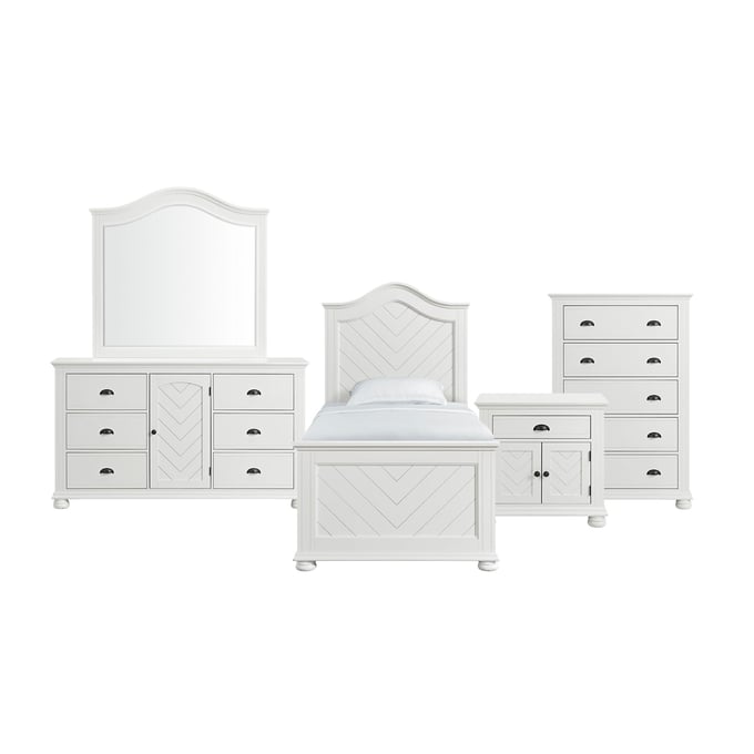 Picket House Conaughey White 5pc Kids Bedroom Set with Twin Panel Bed PKT-B-9340-7-TB-5PC