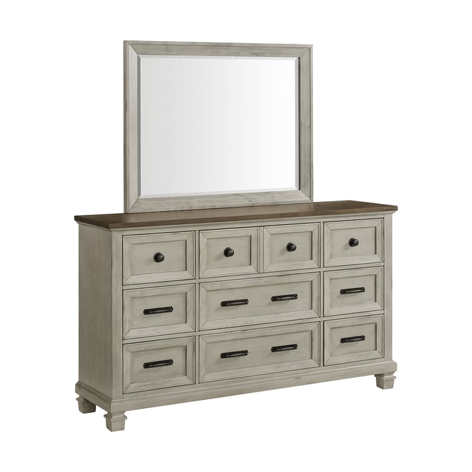 Picket House Bloomfield Brown Washed Stone Dresser and Mirror PKT-B-9890-7-DRMR