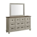 Picket House Furnishings Bloomfield Dresser and Mirror Set in Medium Brown and Washed Stone