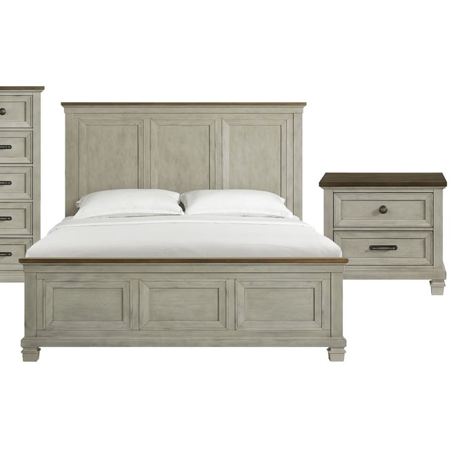 Picket House Bloomfield Brown Washed Stone 2pc Bedroom Set with King Panel Bed PKT-B-9890-7-K-BR-S1