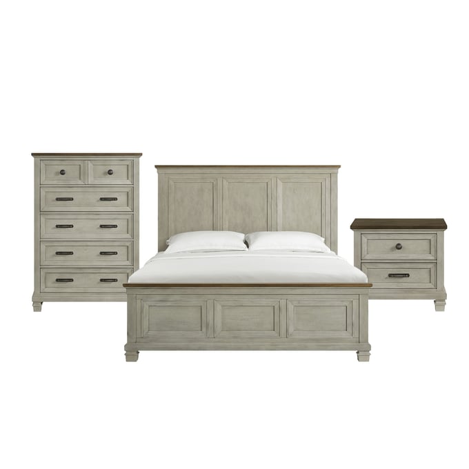 Picket House Bloomfield Brown Washed Stone 3pc Bedroom Set with King Panel Bed PKT-B-9890-7-KB-3PC