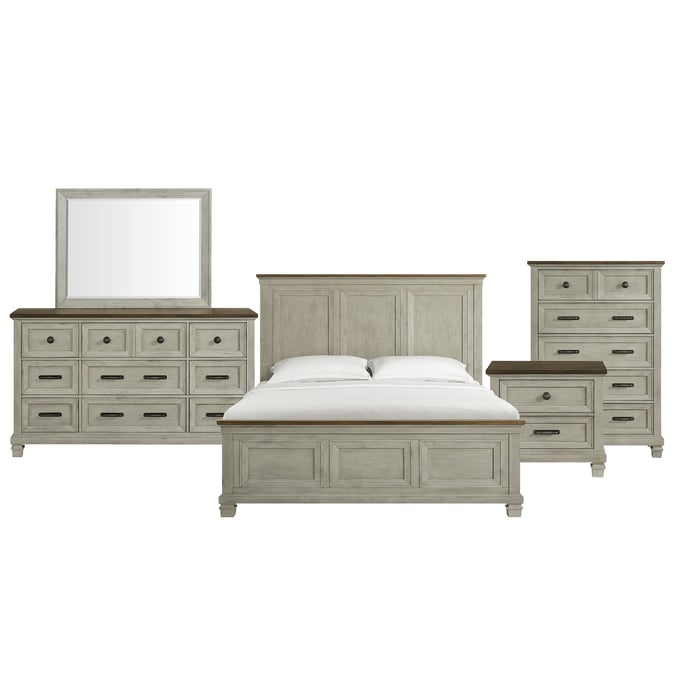 Picket House Bloomfield Brown Washed Stone 5pc Bedroom Set with King Panel Bed PKT-B-9890-7-KB-5PC