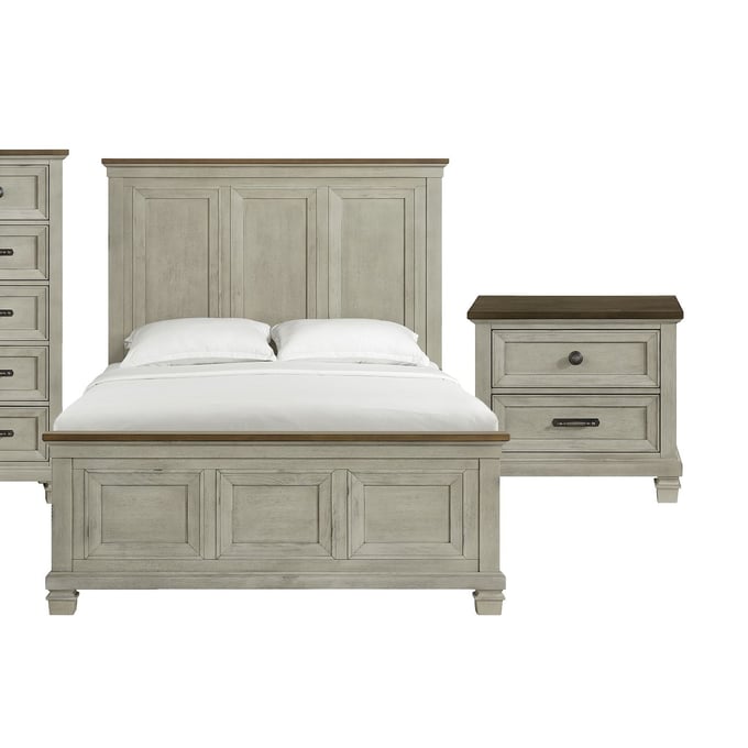 Picket House Bloomfield Brown Washed Stone 2pc Bedroom Set with Queen Panel Bed PKT-B-9890-7-Q-BR-S1