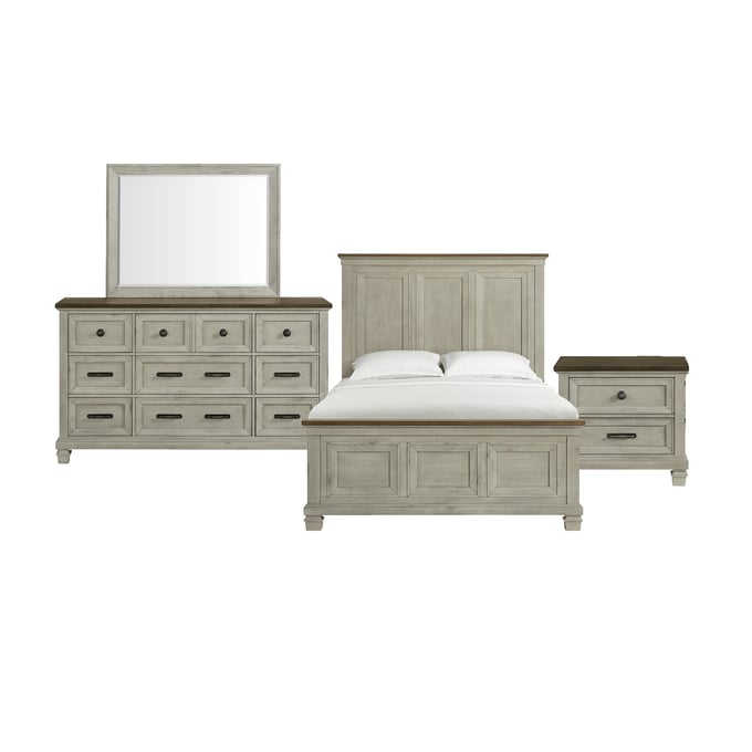 Picket House Bloomfield Brown Washed Stone 4pc Bedroom Set with Queen Panel Bed PKT-B-9890-7-Q-BR-S2