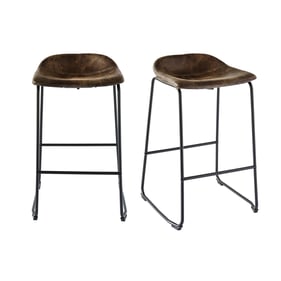 2 Picket House Galloway Brown Metal Armless Bar Stools