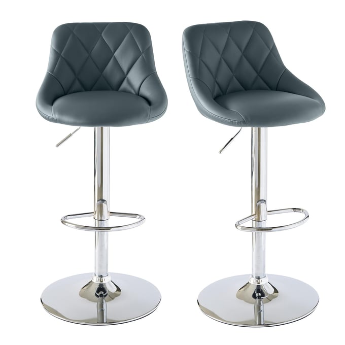 2 Picket House Baltimore Gray Adjustable Swivel Bar Stools PKT-BMS900BSE