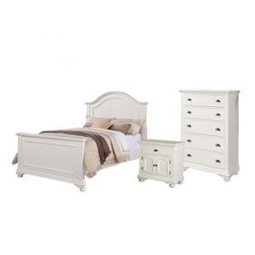 Picket House Addison White Wood 3pc Bedroom Set with Full Panel Bed