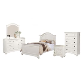 Picket House Addison White Wood 5pc Bedroom Set with Full Panel Bed