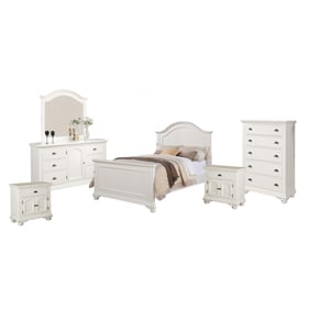 Picket House Addison White Wood 6pc Bedroom Set with Full Panel Bed