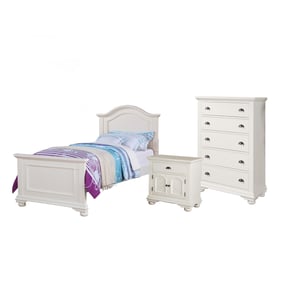 Picket House Addison White Wood 3pc Bedroom Set with Twin Panel Bed