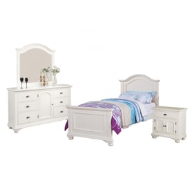 Picket House Addison White Wood 4pc Bedroom Set with Twin Panel Bed