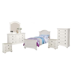 Picket House Addison White Wood 6pc Bedroom Set with Twin Panel Bed