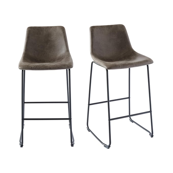 2 Picket House Collins Brown Metal Armless Bar Stools PKT-BWS400BSE