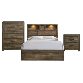 Picket House Beckett Walnut 3pc Bedroom Set with King Bookcase Panel Bed