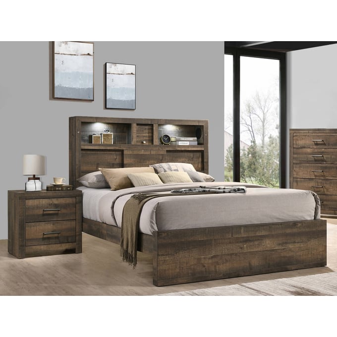 Picket House Beckett Walnut 2pc Bedroom Set with King Bookcase Panel Bed PKT-BY500-BR-S2