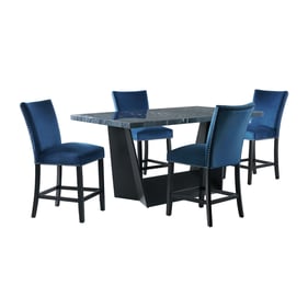 Picket House Dillon Gray Blue Velvet 5pc Counter Height Set