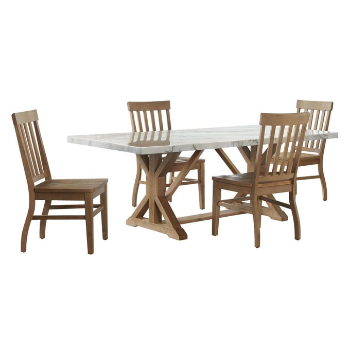 Picket House Liam White Natural Rectangular 5pc Dining Room Set PKT-CDLW1005PC