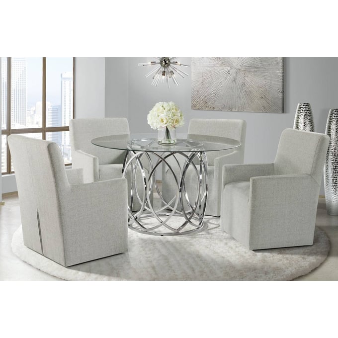 Picket House Marcy Grey Chrome 5pc Dining Room Set with Arm Chairs PKT-CDML100A5PC