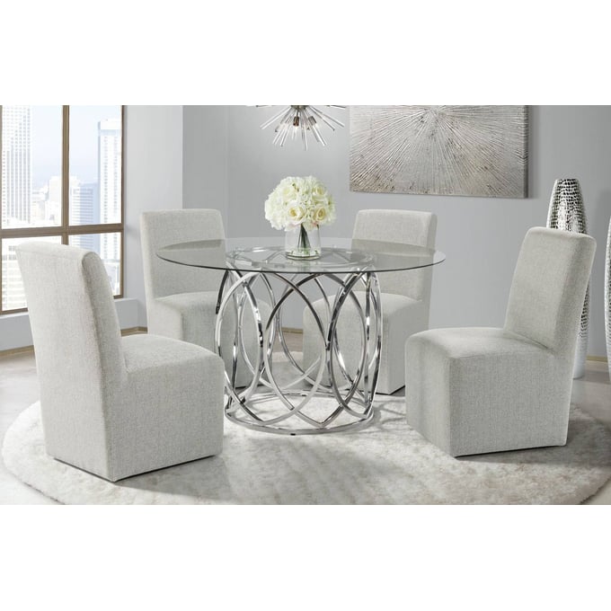 Picket House Marcy Grey Chrome 5pc Dining Room Set with Side Chairs PKT-CDML100S5PC