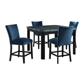 Picket House Celine Grey Blue Velvet 5pc Counter Height Dining Set