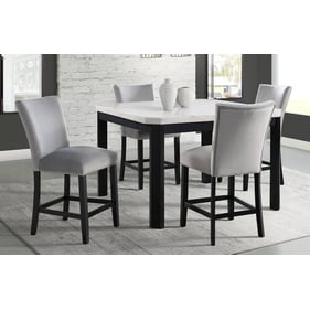 Picket House Celine White Gray Velvet 5pc Counter Height Dining Set