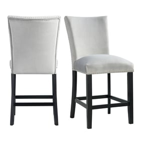 2 Picket House Celine Gray Velvet Counter Height Chairs