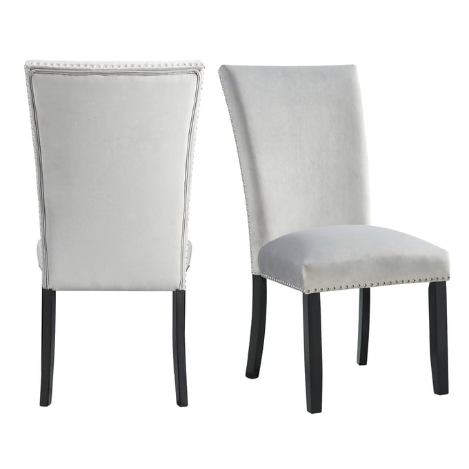 2 Picket House Celine Gray Velvet Side Chairs PKT-CFC300VSC