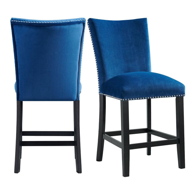 2 Picket House Celine Blue Velvet Counter Height Chairs PKT-CFC700CVSC