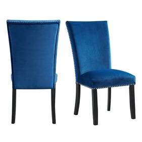 2 Picket House Celine Blue Velvet Side Chairs